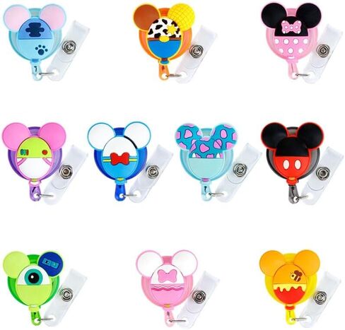 10pcs Cartoon Cute Retractable Badge Reel,Retractable Badge Holders.Badge Reel Holder for Children and Nurses, Clip-on Name Badge Holder for Office in Saudi Arabia