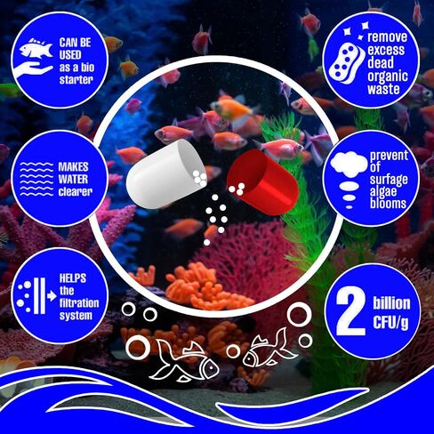 Bio Starter Aquarium Booster Fish Tank Water Cleaner Digester of Excess nutrients Makes Water Healthy Reduces The Amount of Nitrite and Ammonia Reduces The Need for Aquarium Cleaning, 10 caps.,1/4 oz in Saudi Arabia