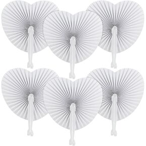 6 عبوات من مراوح الورق، مراوح ورق بيضاء، مراوح قابلة للطي على شكل قلب، مراوح الزفاف، تشكيلة مراوح ورق الأكورديون المحمولة القابلة للطي مع مقبض بلاستيكي لحفلات الزفاف، وحفلات أعياد الميلاد، وحفلات الاحتفال in Kuwait