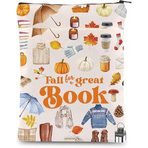 KEYCHIN Fall Book Club Book Sleeve Autumn Teacher Gifts Fall For A Great Book Book Covers Bookish Gifts Librarian Book Protector (Fall Great Book)