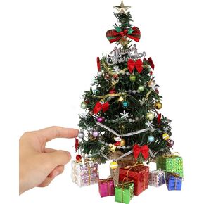 iLAND Tabletop Christmas Tree with Lights, 12 inch Desk Christmas Tree, Little Christmas Tree for Table on 1:6 Scale