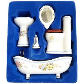 Dollhouse Bathroom Set 1/12 Scale Toilet Ceramic Miniature Furniture Accessories