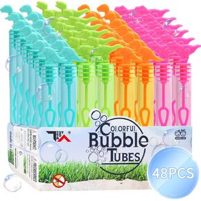 48 Pcs Bubbles for Party Favor, Mini Bubble Wands for Kids Toddler with Display Box, Goody Bag Filler, School Classroom Prizes, Summer Outdoor Gifts Toy