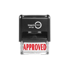 Imprint 360 AS-IMP1020 - Approved, Heavy Duty Commerical Quality Self-Inking Rubber Stamp, Red Ink, 9/16" x 1-1/2" Impression Size, Laser Engraved for Clean, Precise Imprints