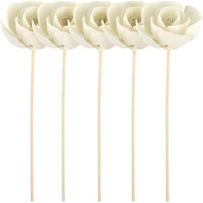 DOERDO 5Pcs Diffuser Flowers Essential Oil Aroma Diffuser Stick for with Home Office, Camellia Flower, 3.2x9.5 Inch