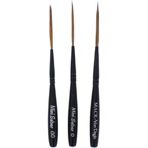 Mack Brush Andrew AMVD-MS-Set Von Dago Mini Saber Set of 3 Pinstriping Brushes Sizes 00-1