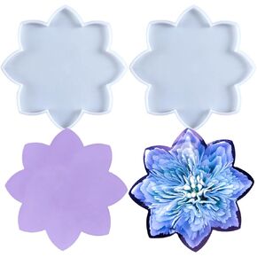 2PCS Lotus Coaster Resin Mold, Flower Tray Silicone Molds for Epoxy Resin, Lotus Coaster Tray Resin Concrete Mold Jewelry Plate Candle Holder Trinket Container Casting Mold for Crafts Decoration