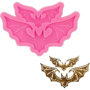 Angel Wings Shiny Halloween Bat Silicone Mold DIY Epoxy Resin Mold Epoxy Art Mold Crafting for DIY Jewellery Making Necklace Pendant Keychain Jewelry Craft Halloween Decoration