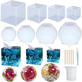 8 Pcs Sphere Resin Molds Silicone,Seamless One-Piece Sphere Epoxy Molds for Flower Preservation,Candle,Epoxy Resin Crafts,Home Decor