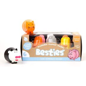 Micador jR. Besties Marker Mates, Barnyard - 6 Colors - Coloring + Drawing + Writing + Motor Skill Development - Collectible Character Shapes - Non-Toxic + Washable - Ages 3+