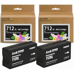 712 712XL Black Ink Cartridge Replacement for 3ED71A Ink 712 712XL Compatible for DesignJet T210 T230 T630 T650 Printers(2BK-80ML, 2 Pack)