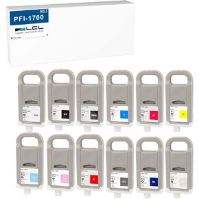 LCL Compatible Ink Cartridge Pigment Replacement for Canon PFI-1700 ImagePROGRAF PRO-2000 PRO-4000 PRO-4000S PRO-6000S PRO-2100 PRO-4100 PRO-4100S PRO-6000 (12-Pack MBK BK C M Y R GY B PGY PC PM CO)