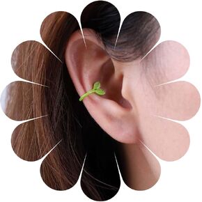 Andelaisi Boho Leaf Ear Cuff Wrap Earrings Vintage Leaf Cartilage Cuff Earrings Green Leaf Cuff Earrings Minimalist Leaf Non Piercing Earrings Jewelry for Women