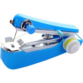 TOPINCN Mini Handheld Sewing Machine Repair Shirts Skirts Curtains ABS Stainless Steel Handheld Sewing Machine Practical Portable Blue Mini Sewing Machine for Household Travelling