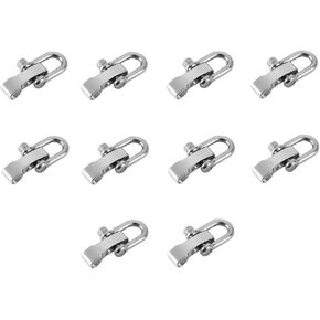 Hewnda 10 Sets Stainless Steel Bow Shackle - of Alloy Umbrella Rope Buckle, Adjustable U Buckle Umbrella Rope Bracelet Buckle Survival U Shape (Gun Black)