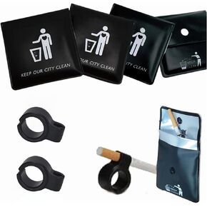 4Pcs Pocket Ashtray Pouch Portable Outdoor Travel Ashtray and 2Pcs Silicone Cigarette Holder