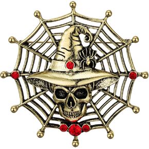 Halloween Pins, Skull Pin, Witch Hat Pins, Spider Web Brooch Pins, Halloween Costume Jewelry for Women, B19E