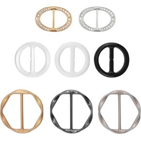 Quacc 8 PCS Silk Scarf Clips T-shirt Tie Clips for Women, Clothes Corner Knotted Button Fashion Alloy Round Clasp Circle Clip Buckle Rhinestone Oval Clothing Wrap Holder (3 Sizes)