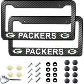2Pack Carbon Fiber License Plate Frames for Dodgers, Black Aluminum Front & Rear Car Tag Holder Cover, Heavy Duty License Plate Bracket Car Accessories