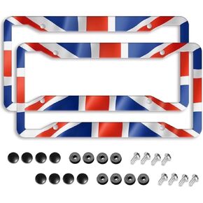 Paw Print License Plate Frame - 2 Pcs Personalized Black White Dog Paw Design License Plate Covers Aluminum Metal Novelty Auto Car Tag Holder with 2 Holes Equipped with Screws