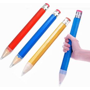 13.3'' Wooden Jumbo Pencils, 3 Pcs Giant Pencils Funny Big Novelty Pencil With Cap For School Home Office Prop Supplies