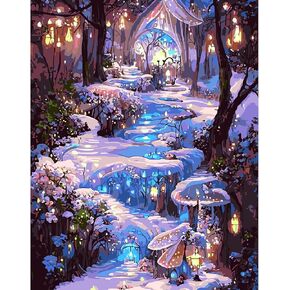 QENSPE Paint by Numbers Kit for Adults,Paint by Number on Canvas for Beginners,DIY Landscape Oil Painting Kits Art Crafts Suitable for Home Wall Decoration 16x20 Inch
