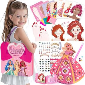 COCO&Friends Toys for ages 5-7 Girls Foil Art, 5 in 1 Art & Craft Kit for Girls – DIY Princess Stylist Set with Diamond Art kits, Makeup & Dress-Up Stickers, Screen-Free Toys Holiday Xmas Gifts for 4+