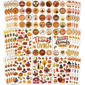 612 PCS Thanksgiving Stickers for Kids Happy Thanksgiving Stickers Turkey Stickers Fall Stickers Thanksgiving Stickers for Cards Thanksgiving Stickers for Thanksgiving Party Supplies