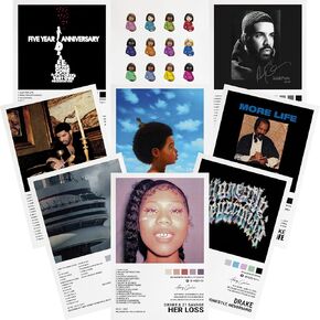 Drake Poster Album Cover Posters Wall Art Decor Print Posters for Room Aesthetic Set of 15 Gifts for Teen and Girls Living Room Bedroom Decoration Unframed: 8x12inch
