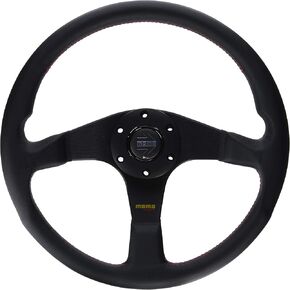 MOMO Motorsport Tuner Steering Wheel Black Leather Grip Brushed Black Anodized Spoke 350mm