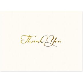 Designer Greetings Blank Thank-You Note Cards, Golden Calligraphy (10 Blank Any Occasion Cards 10 Foil-Lined Envelopes)
