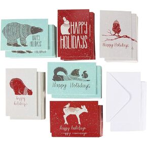 144 Pack Holiday Greeting Cards Assortment with Envelopes in 6 Christmas Animal Designs (4 x 6 In)