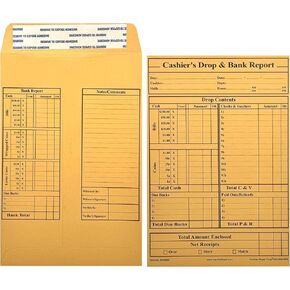 500 Cashier Depot MKS690 Cashier's Drop & Bank Report Envelopes, 6" x 9", Peel & Seal, Open End, Premium 28lb Kraft, 500/Box (500 Envelopes)