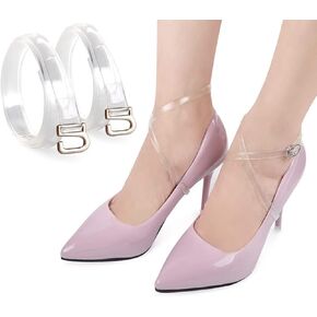 2 Pairs Clear Invisible Detachable Shoe Straps Anti-Slip Attachable Ankle Straps Shoe Belt Bands for Holding High Heels Shoes Pumps