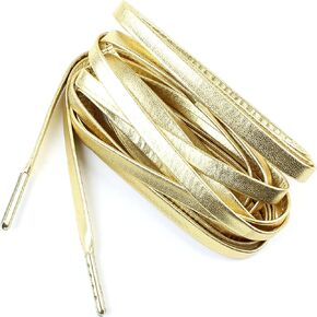 Flat Sheepskin Leather Shoelaces 1/4" Wide 51" Long Metal Aglets - Great For Sneakers and Shoes