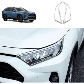 Front Head Light Eyelid Cover Trim Compatible with Toyota RAV4 2024 2023 2022 2021 2020 2019 Headlight Lamp Eyebrow Panel Sticker Exterior Car Accessories ABS 2PCS(Carbon Fiber Style)