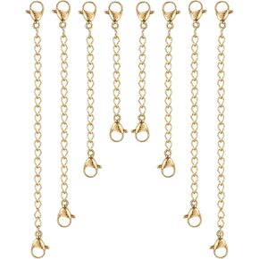 10 Pcs Gold Stainless Steel Necklace Extender Chain 5 Size Gold Jewelry Extenders for Necklaces, Stainless Steel Chain Extenders for Necklace Jewelry Making Bracelet Anklet