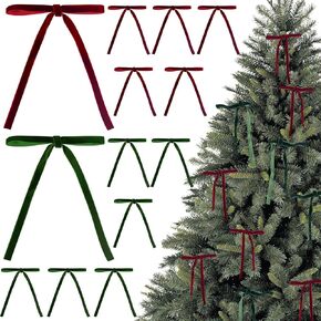48 PCS Velvet Bows for Christmas Tree, Burgundy Vintage Wreath Bows Rustic Crafts Gift Bows Handmade Decorative Ribbon Bow Pre-Shaped Bows for Xmas Home Decor Birthday Party