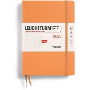 LEUCHTTURM1917 - Weekly Planner & Notebook Dotted 2025, Hardcover, Medium (A5), Port Red (Jan 1 - Dec 31, 2025)