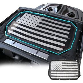 Sunshade Cover,Mesh Sunshade Bikini Top Cover UV Sun Protection for Wrangler TJ 2007-2017,2-4Door(Black,US Flag)