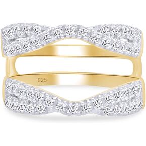 0.80 Carat (ctw) Lab Created Moissanite & Lab Grown Diamond Double Infinity Wedding Ring Guard Enhancer In 14K Gold Over Sterling Silver Jewelry (0.80 Cttw), Gift For Her