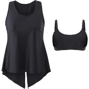 Smismivo Tankini Tops for Women Open Back Swim Tank Top Bathing Suit with Padded Sports Bra Bikini Top Two Piece No Bottom