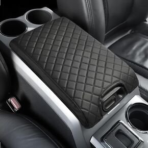 غطاء وحدة التحكم المركزية JOYTUTUS متوافق مع 2009-2014 Ford F150، غطاء مسند الذراع الجلدي لوحدة التحكم المركزية غطاء مسند الذراع