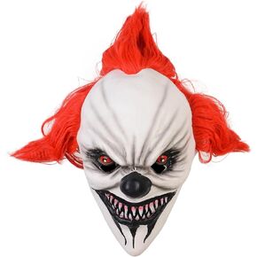 Voyiparty Halloween Clown Mask Scary Killer Masks With Red Hair Creepy Mask For Adult Costume