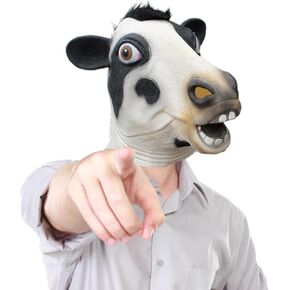 Cow Mask for Adult,Halloween Animal Latex Mask for Cosplay Costume Party Prop