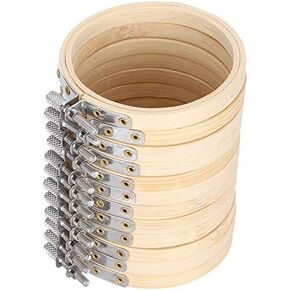 12Pcs 3.5Inch Bamboo Embroidery Hoops Wooden Round Adjustable Circle Cross Stitch Hoop Ring for Art Crafting Handy Sewing Cross Stitching