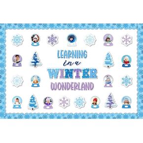 86 Pcs Winter Bulletin Board Decorations with Borders Xmas Snowman Snowflakes Cutouts Christmas Holiday Classroom Bulletin Board for Classroom Decoration School Home Holiday Party