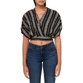 Angie Women's Wrap Top with Flutter Sleeves