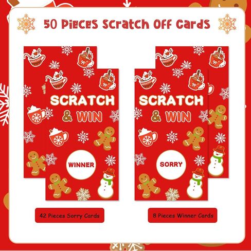 مفاجأة 50 قطعة من بطاقات الخدش لعيد الميلاد، لعبة حفلات عطلات الشتاء، تذاكر السحب على جائزة اليانصيب لعيد الميلاد الشتوي وعيد الميلاد وعيد ميلاد الطفل in Kuwait