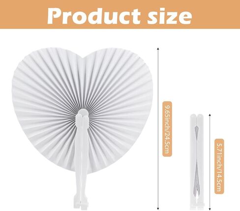 6 عبوات من مراوح الورق، مراوح ورق بيضاء، مراوح قابلة للطي على شكل قلب، مراوح الزفاف، تشكيلة مراوح ورق الأكورديون المحمولة القابلة للطي مع مقبض بلاستيكي لحفلات الزفاف، وحفلات أعياد الميلاد، وحفلات الاحتفال in Kuwait
